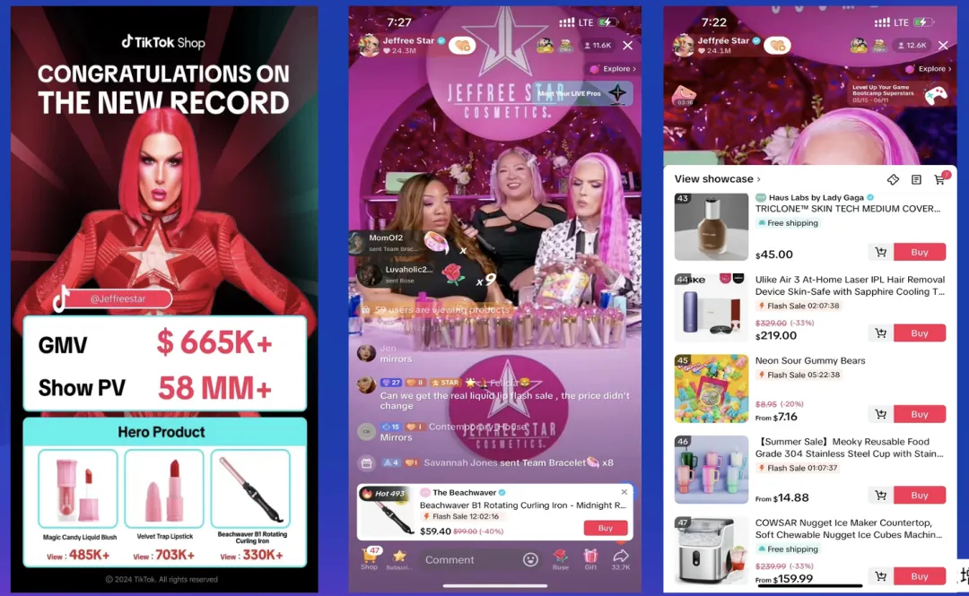 网红J姐在TikTok直播，8小时销量达66.5万美金